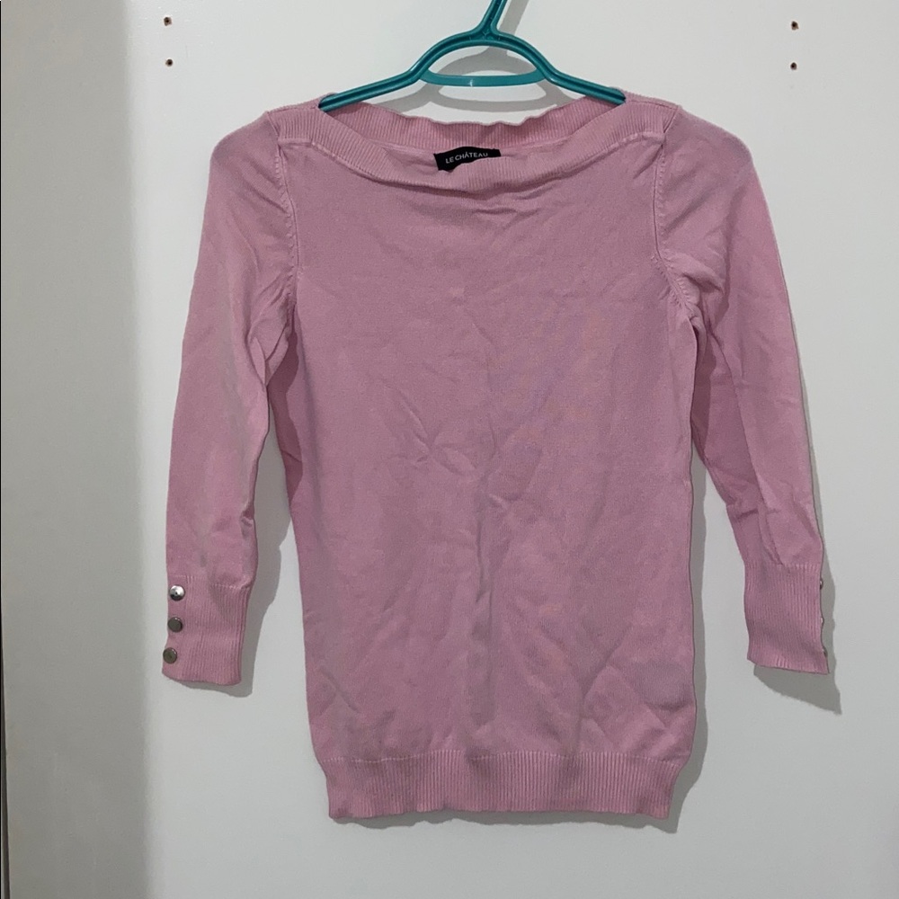 Le Chateau Pink Knit Boat Neck Sweater